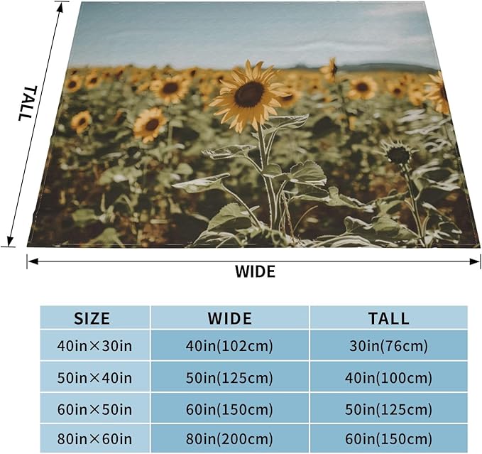 Gorgeous Sunflower Soft Fleece Blanket 60 * 50 inch Soft Sofa Blanket Suitable for Sofa Camping Travel Night Cover Blanket