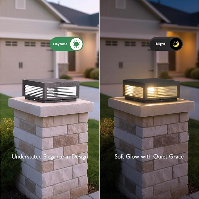 Outdoor Post Lights 11.81 Column Pillar Light Hard Wired Modern Fence Posts Lamp Waterproof 3000K Warm LED Lighting Lantern with E26 Bulb for Patio Driveway Garden Decoration
