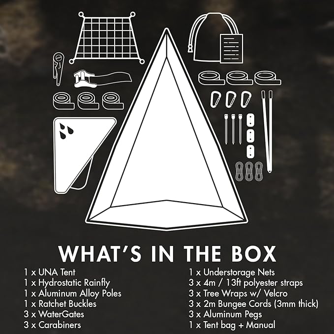Tentsile UNA V3 Solo Tree Tent Hammock 1-Person Capacity Anti-Roll System Ratchet and Straps Included Portable Tree House Shelter Designed in The UK