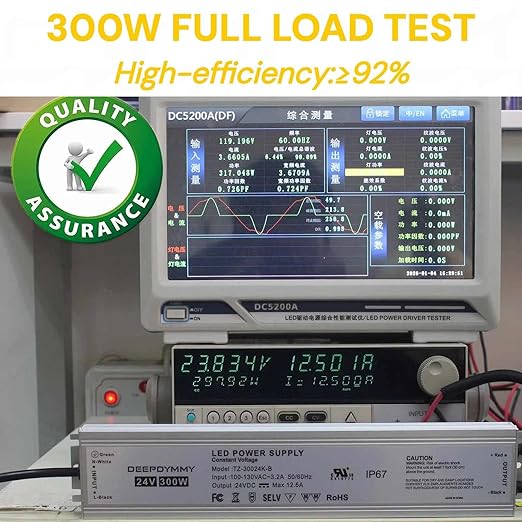 24V DC Power Supply 300W - Ultra Slim LED Driver Low Voltage Transformer with 3-Prong Plug &amp 3.3ft Cable IP67 Waterproof for LED Strip Lights Outdoor Lighting