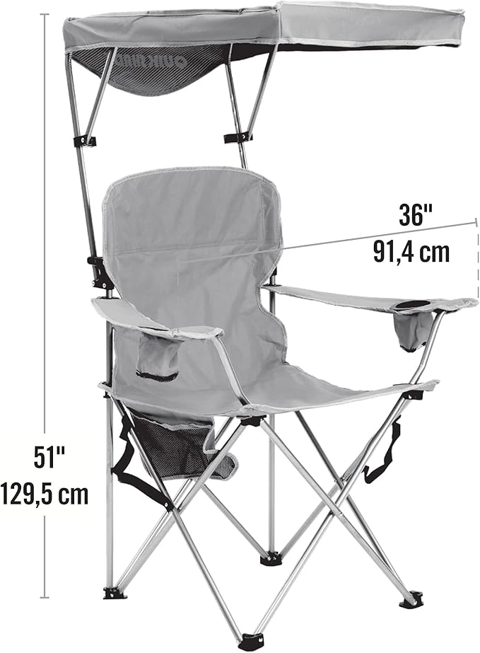 Quik Shade Full Size Shade Folding Chair for Camping Polyester Arm Rest|Foldable Royal Blue 2'L x 3'W x 4.3'H (160048DS)