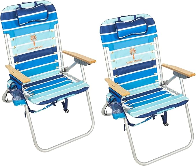 Tommy Bahama Hi-Boy 17 Seat Height 4-Position Lace-Up Suspension Folding Beach Backpack Chair