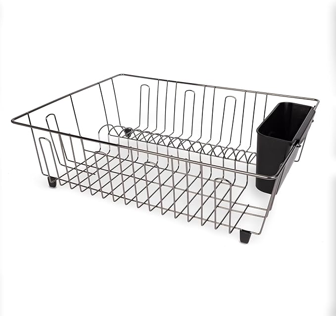 Large Wire Dish Rack Black/Chrome - 17.5 x 13.7 x 5.5