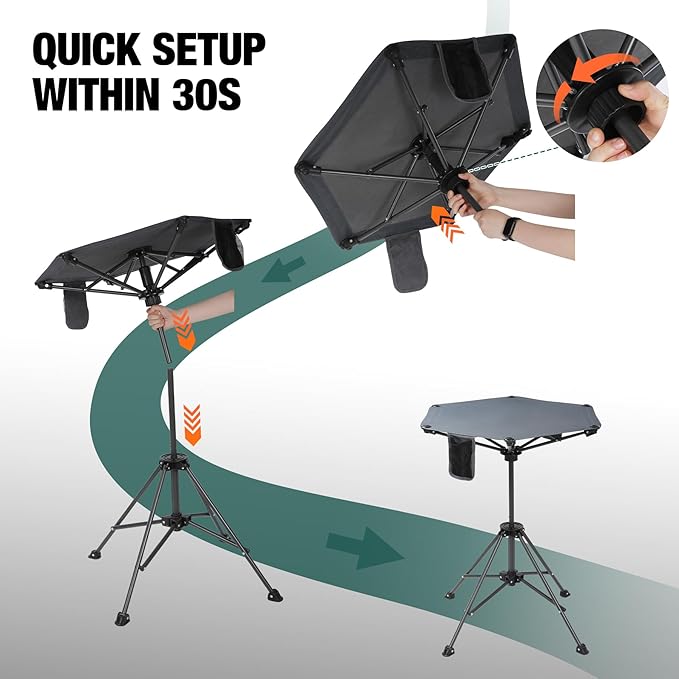 Extra Tall Folding Chairs &amp Adjustable Height Folding Table Set Portable Outdoor Bar Table &amp Foldable Director Chairs with High Back and Storage Bag for BackyardBeachTravel