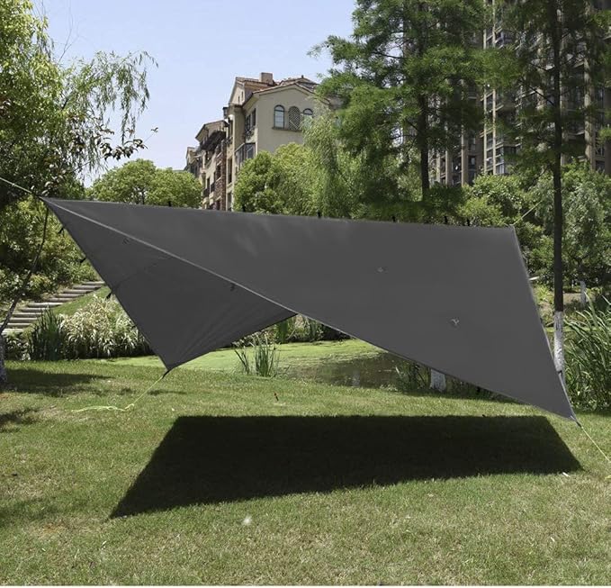 Gold Armour Rainfly Tarp Hammock Premium 20ft x 14.3ft Rain Fly Cover Waterproof Ultralight Camping Shelter Canopy Must Have Camping Accessories Camping Essential (Gray)