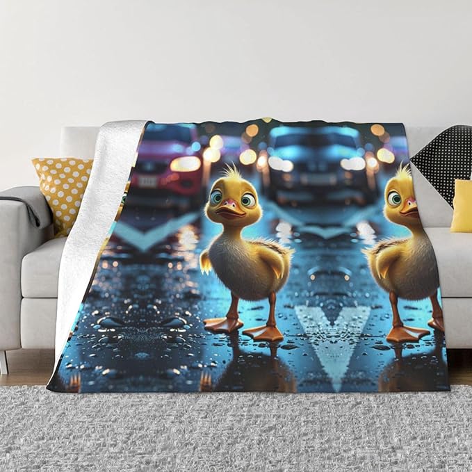 The Duckling 60x50 Printed Soft Fleece Blanket for Sofa Bed and Camping - Cozy Blanket for Travel Picnics Nighttime Use