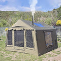 Cotton Canvas flatable Tent with Detachable TPU Windows and Pump2/3/4 Person Pop-Up Tent with Stove Jack Hole &amp Cable Hole