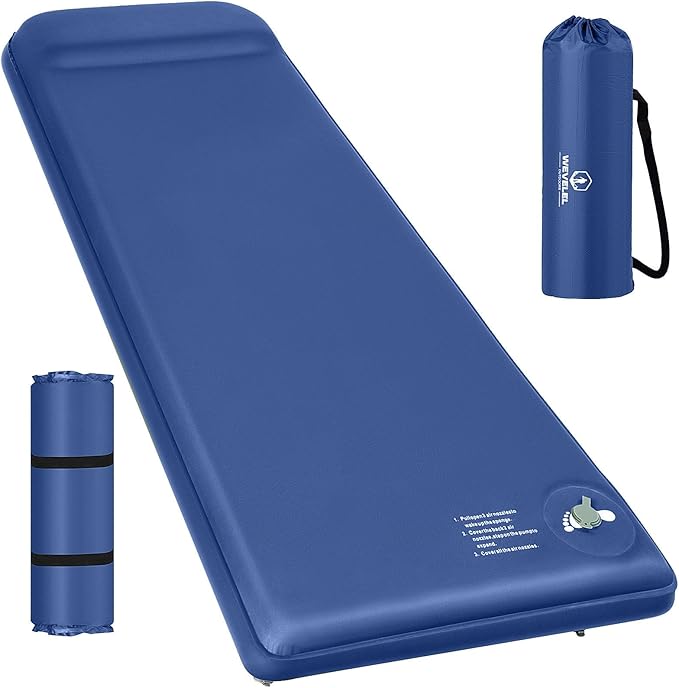 Memory Sleeping Pad 3.1 Ultra-Thick Foam Sleeping Mats for Camping Easy Inflate&ampDeflate9.5 R-Value Insulated Camping Mattress Pad with Pillow for Car Travel Tent