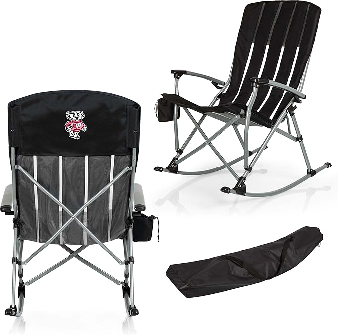 Picnic TIME NCAA Unisex-Adult NCAA Outdoor Rocking Camp Chair XL Heavy Duty Camping Chair for Adults