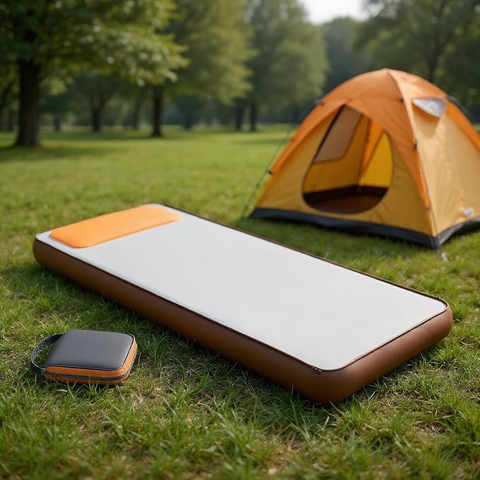 LAFANDE Inflating Foam Sleeping Pad with Electric Pump 6 Inch Thick Camping Mattress Portable Foldable Cushion Bed for Hiking Outdoor Traveling Backpacking Beach