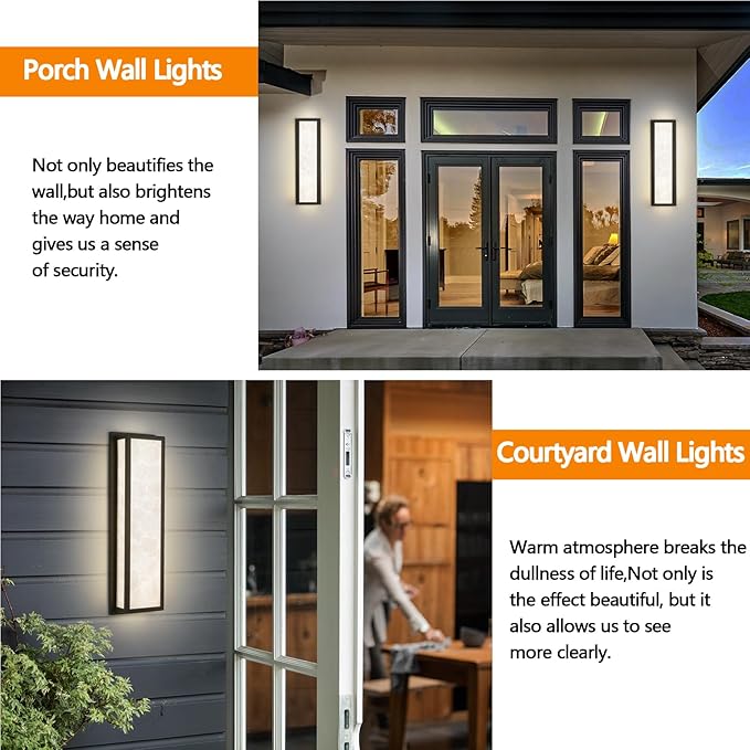 Outdoor Wall LightLED 26W Modern Exterior Lighting Fixture with Resin Shade24.8in Rectangle Waterproof Porch Sconce IP65 for GarageFront DoorPatio