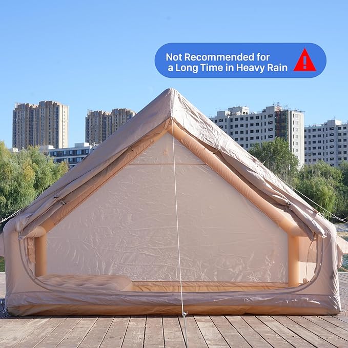 Inflatable Tents for Camping with Pump Air Glamping Tents Easy Setup 10 * 6.9ft Waterproof Blow up Tent 2-4 People Oxford Cabin Tent with Mesh Window.