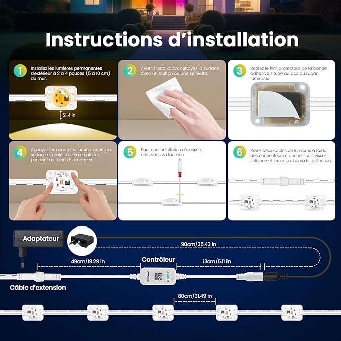 Permanent Christmas Lights Outdoor DIY App &amp Bluetooth Music Waterproof Ip65 200 Ft Permanent Outdoor Lights for Soffit Fence Garage Landscape Patio.