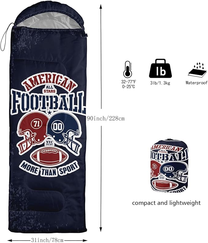Kids Sleeping Bag for Boys GirlsRocket Moon Print-Lightweight Warm Portable Outdoor Indoor-Waterproof Cold Weather Resistant Sleeping Bag for Camping Hiking