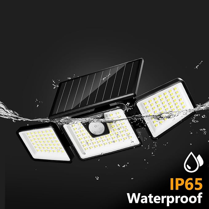 INCX Solar Motion Sensor Lights Outdoor 3 Heads Security Lights Solar Powered 156 LED Flood Light Motion Detected Spotlight for Patio Yard Garage Entryways IP65 Waterproof 4 Pack