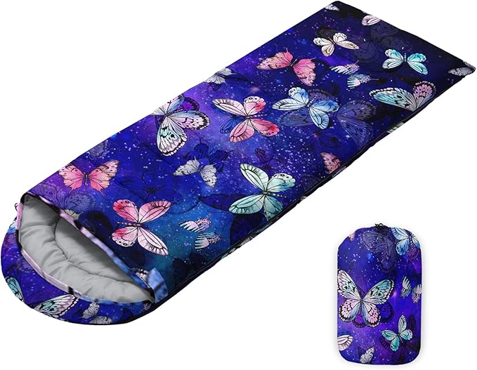 Sleeping Bags for Adults Youth Kids3D Printing Camping Sleeping Bag for Girls Boys Lightweight Waterproof Cold/Warm Weather Sleeping Bag for 3 Seasons