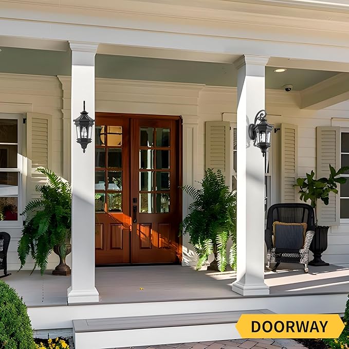 Darkaway Outdoor Wall Light 22.6inch Large Outside Wall Sconce Light Anti-Rust Waterproof Aluminum with Water Ripple Glass for Patio Yard Doorway Garage
