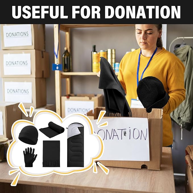 80 Pcs Homeless Care Package Sleeping Bags Adult Bulk with Winter Beanies Hat Gloves Scarf Cotton Liner Waterproof Sleeping Bag for Camping Outdoor Church Donation Emergency