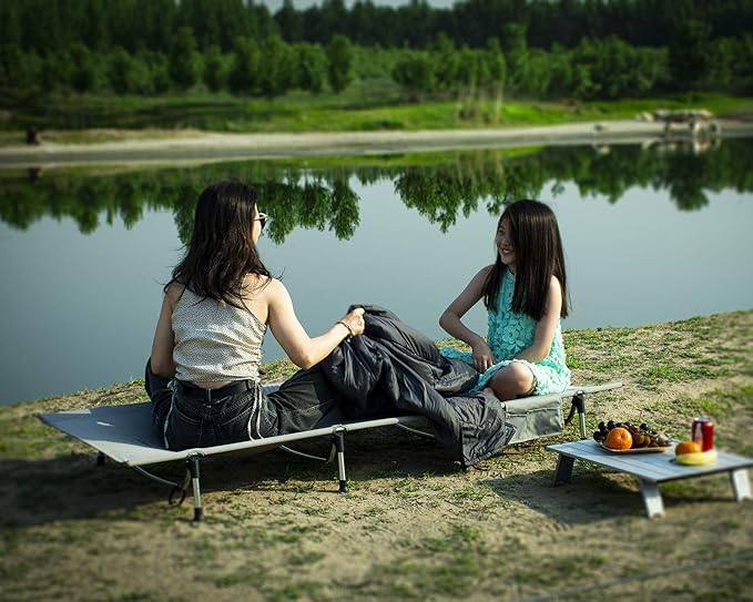 iClimb 1 Stable Square Table and 1 Super Easy Assemble Cot Ultralight Compact for Adults Outdoor Camping Backpacking Hiking