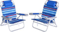 SUNNYFEEL Extra Wide Low Beach Chair 2 Pack 5 Position Lay Flat 500 LBS Heavy Duty XL Oversized Folding Camping Chairs with Cup Holder for Outdoor/Sand Portable Backpack Beach Chair for Adults