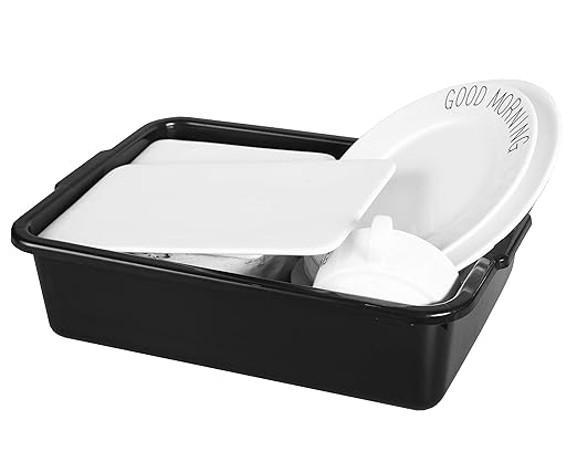 Black 4-Pack Commercial Bus Tubs Box/Tote Box Stackable Plastic Utility 13 Liter Storage Bin with Handles Dish Wash Basin Tub Pans