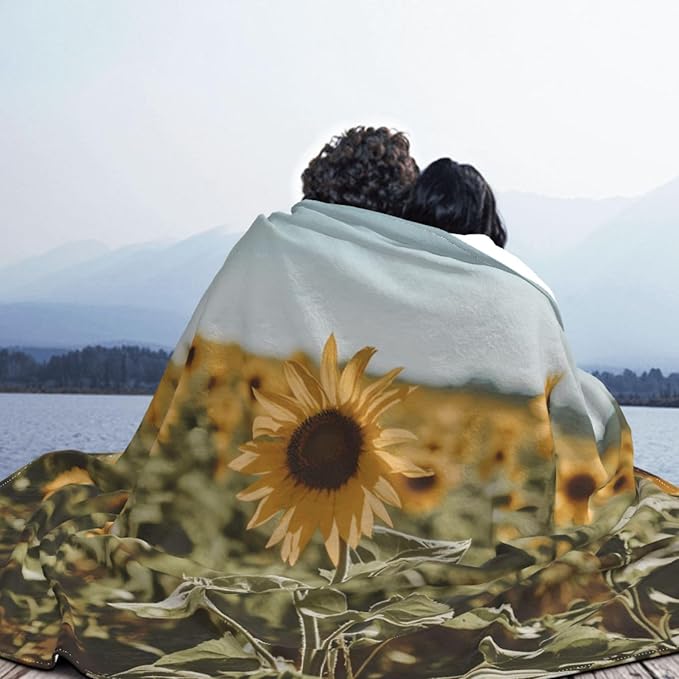 Gorgeous Sunflower Soft Fleece Blanket 60 * 50 inch Soft Sofa Blanket Suitable for Sofa Camping Travel Night Cover Blanket
