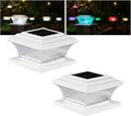 HUYIENO Solar Post Cap Lights Outdoor LED Lighting Deck Fence Cap Light 9 Light Modes Bright White/7 Color Fixed Modes/7 Color Cycling Mode Suitable for 4x4 5x5 Wooden Posts 4x4 5x5 Vinyl Posts