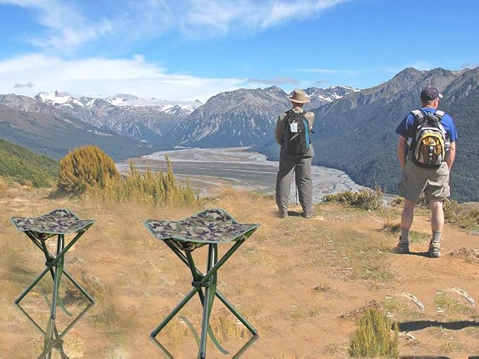 JSHANMEI Camping Stool Portable Folding Stool for Outdoor Hiking Fishing Travel Deluxe 4 Leg Support 300 lbs
