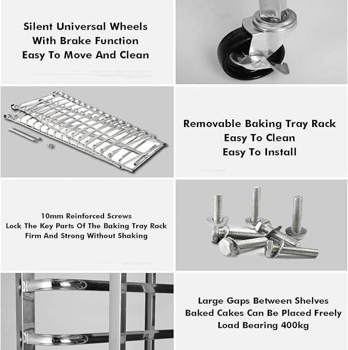 Quick Rack for Baking Pans6-Tier Heavy Duty Bread Pan Rack - Commercial Speed Rack for Bakeries Restaurants &amp Catering with Durable Flat Casters for Easy Mobility