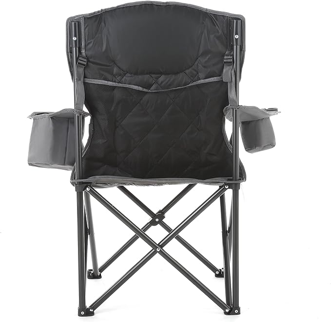 ARROWHEAD OUTDOOR Portable Deluxe Folding Camp Quad Chair w/Headrest Glass &amp Cup Holders Armest 6-can Cooler Heavy Duty Carry Bag 550 lbs Weight Capacity