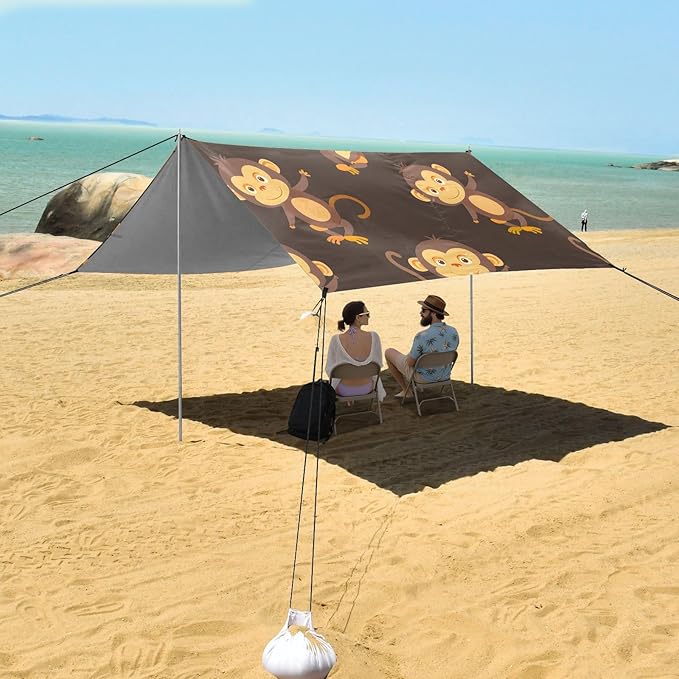 Monkeys Camping Sun Shelter Beach Tent Portable Beach Sun Shade Outdoor Canopy for Camping Trips Fishing Picnic