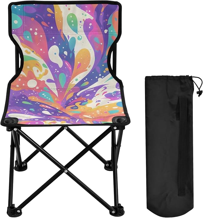 Glittery Pen Portable Camping Chairs Folding Chair - Durable Oxford Fabric Lightweight Iron Frame Easy Fold Design - Ideal for Outdoor Activities Camping Fishing and Travel
