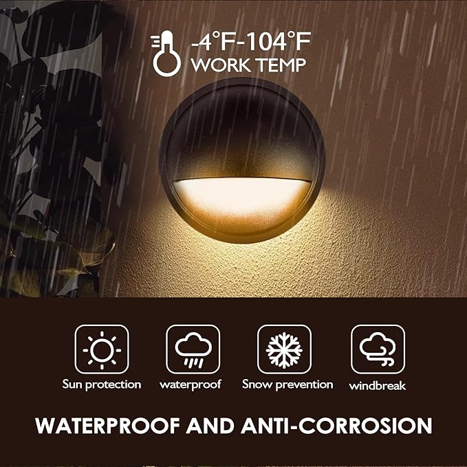 LED Low Voltage Deck Lights Outdoor Waterproof6-Pack 3CCT Deck Lighting Fixtures Landscape Step3W12V-24V AC/DC Die-cast Aluminum Housing Fence Lamp Wired 2700K/3500K/5000K (Brown)