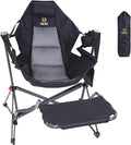 Nice C Hammock Camping Chair with Footreat Swinging Camping Chair Rocker High Back Chairs with Stand Cup Holder Side Pocket Heavy Duty (1 Pack Black)