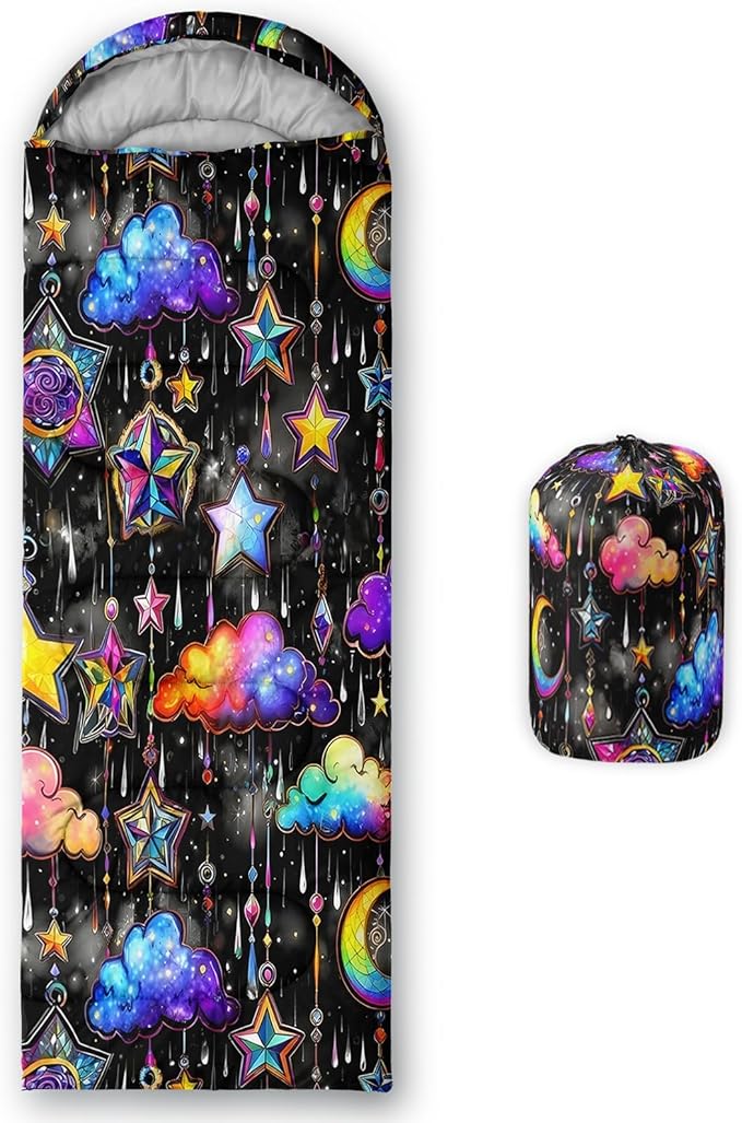 AILONEN Cartoon Camping Sleeping Bag for Boys Girls AdultsLightweight &amp Waterproof3 Season Warm &amp Cold WeatherPortablePrinted Sleeping BagTravelingCampingHiking