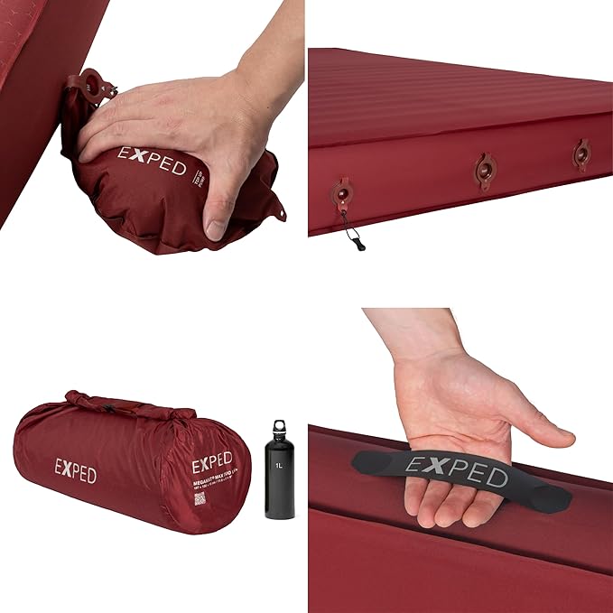 Exped MegaMat Max Duo Long Wide Plus - Self Inflating Plush Sleeping Mat 6” Foam Pad Pump Included