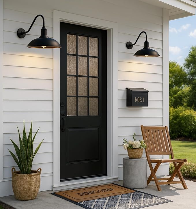 11 Inch Outdoor Barn Gooseneck Lights from Dusk to Dawn Waterproof and Rust Resistant Classic Farmhouse Barn Lights Gooseneck Lights for Garage Patio and Porch