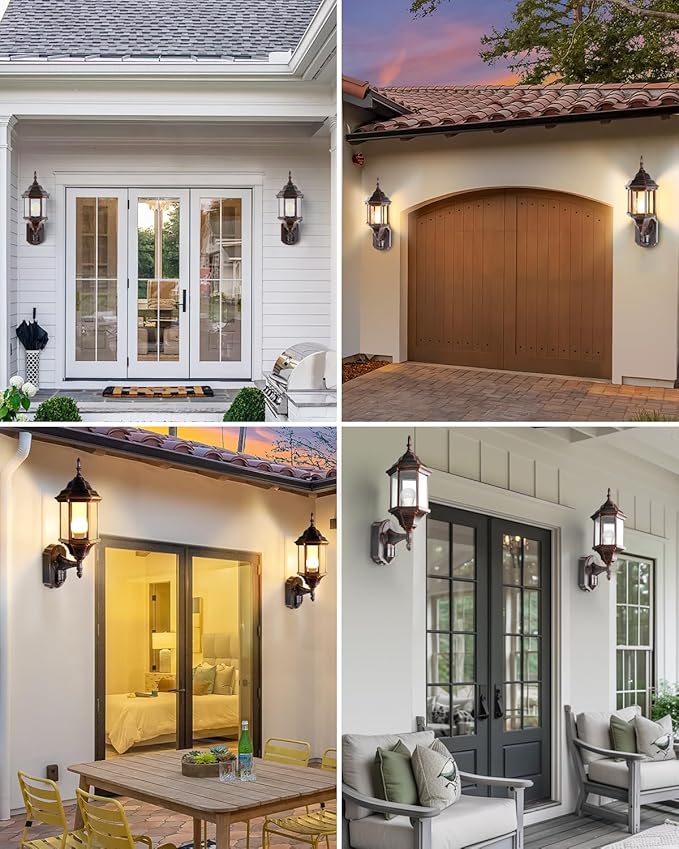 Redluck Motion Sensor Outdoor Lights 16 inch Dusk to Dawn Outside Porch Lights Waterproof Anti-Rust Aluminum Outdoor Wall Lights for House Garage Front Door Antique Black and Bronze Gold