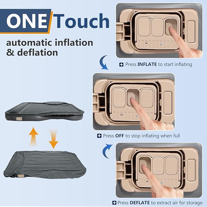 SUV Air Mattress with Built in PumpLeakproof Comfortable Durable Car Air Mattress Car Bed Mattress with Built-in Pillowfor SUV Minivan MPV Road Trip Inflatable Bed