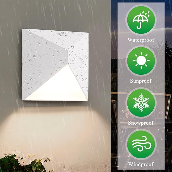 QQCherry Outdoor Light Fixtures Wall Mount Dusk to Dawn Porch Lights with 3 Lighting Mode(3000K/4000K/5000K) Waterproof Exterior Outdoor Wall Lights for House Front Door Patio Garage(White)