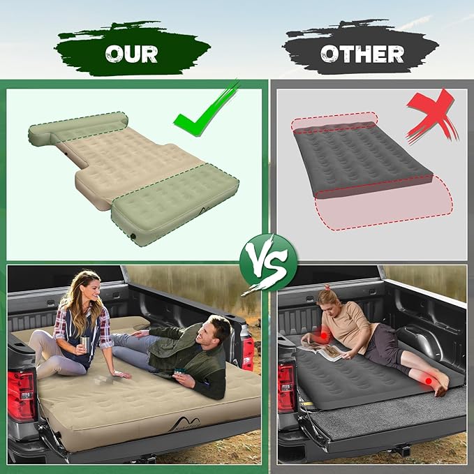 Truck Bed Mattress 5.5 FT Tailgate Extendable Truck Bed Air Mattress 5.5-5.8ft Full Size Electric Pump Heavy-Duty Easy Setup Large Carry Bag