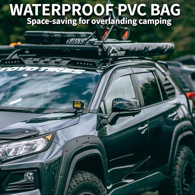 DANCHEL OUTDOOR Car Awning 8.2x9.8ft Roof Rack Pull-Out Sun Shelter Canopy Waterproof 4x4 Vehicle Side Overland Awning Camping Gray