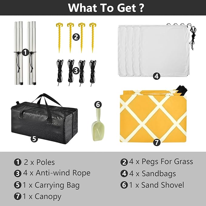 Yellow Background Camping Sun Shelter Beach Tent Portable Beach Sun Shade Outdoor Canopy for Camping Trips Fishing Picnic