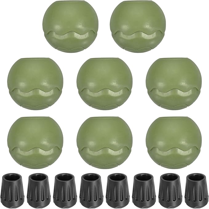 PATIKIL 0.55 Inch Chair Feet Replacement 8 Pack TPE Outdoor Camping Chair Leg Tips Ball Cap Folding Chair Legs Floor Protectors Stability on Rugged Fit for 0.55(14mm) Chair Feet Green