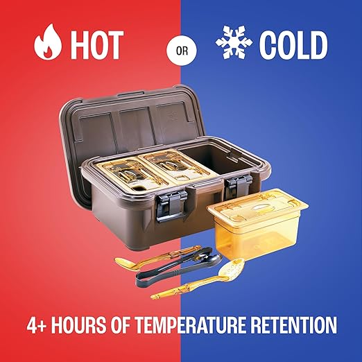 Cambro Insulated Food Pan Carrier - 6 Inch Deep Hotbox and Food Warmer for Catering &amp Transport - Top Load S-Series (Brown)