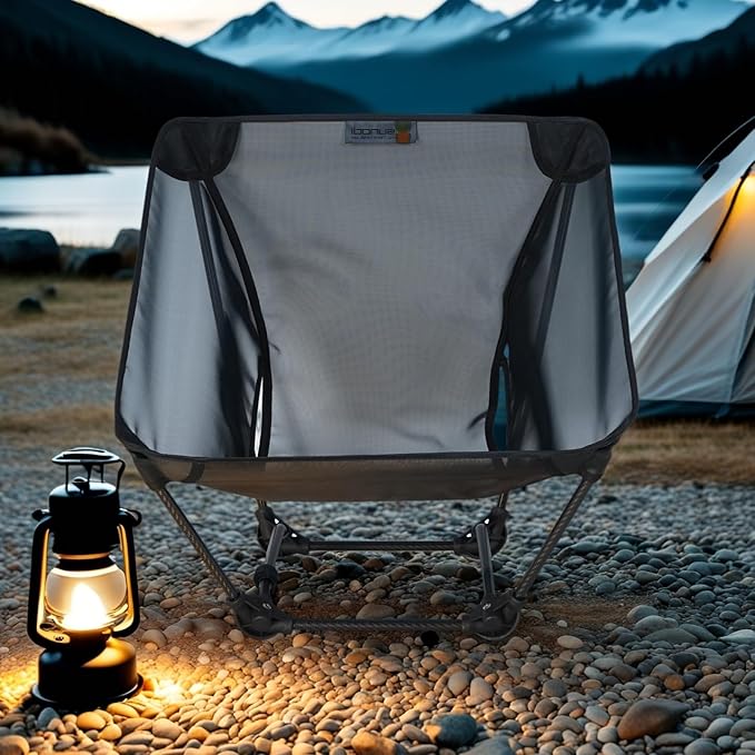 Ultralight Backpacking Chair Aluminium Alloy Legless Ground Chair Foldable Camping Chair for Adult Hiking Camping Picnic Fishing RV Balcony Paddleboard Beach Indoor (Black)