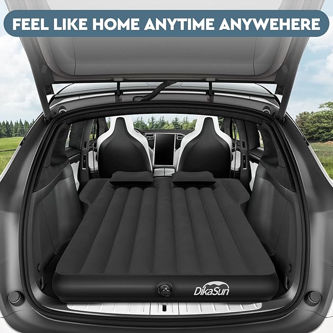 Tesla Model Y Mattress: Inflatable Camping Bed Air Mattress for Model Y Thickened Travel SUV Sleeping Pad with Car Air Pump 2 Pillows