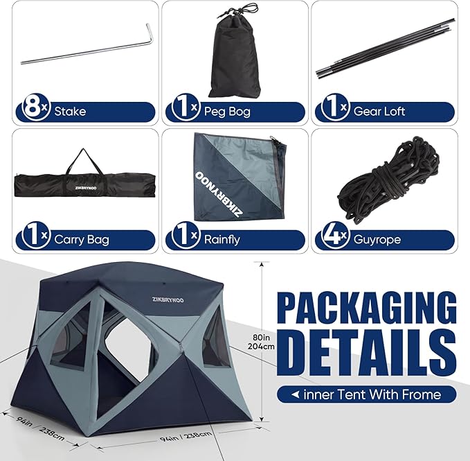 Ultra Camping Tent 4 Person Pop Up Instant Cabin Setup in 60 Seconds Portable Hub Tent with Rainfly &amp Windproof for Outdoor Camping &amp Overlanding