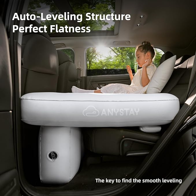 Car Back Seat Air Mattress - Universal Fit SUV/Sedan Inflatable Camping Mattress with Built-in Pump &amp Air Support Column Portable True Flat Gap-Filling Car Bed for Sleeping Roadtrip Travel