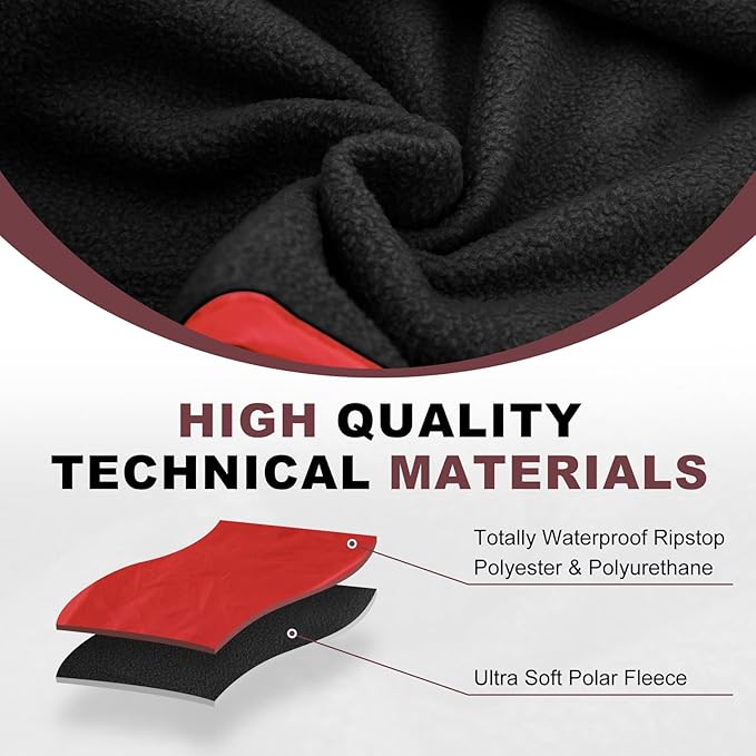 Fleece Waterproof Outdoor Blanket - Windproof Stadium Blanket for Camping Picnics and Sports Stay Dry and Comfortable 80x 58(Hoodeed Red)